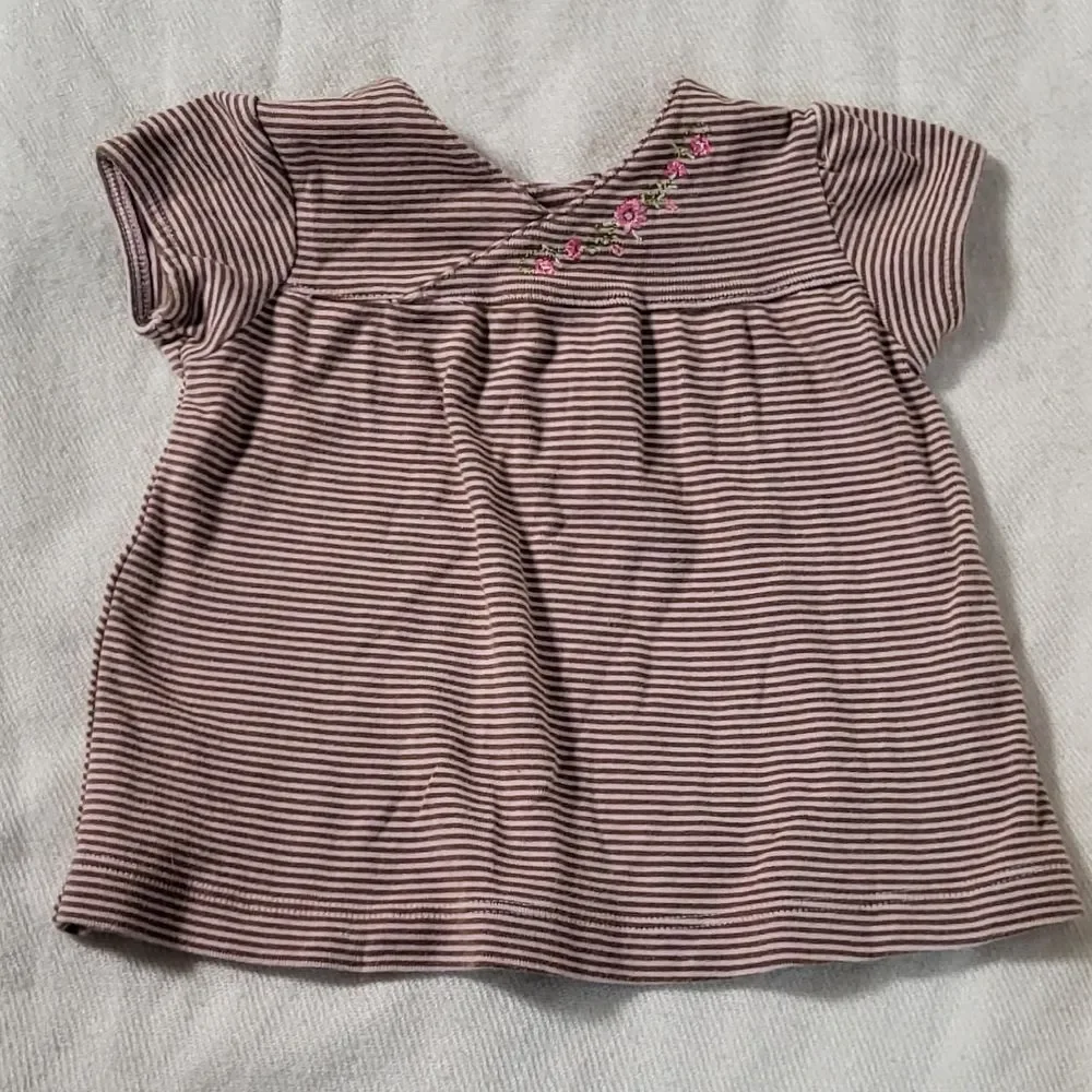 Carter's Baby Girl Pink Striped Embroidered Floral Top Size 6 Months